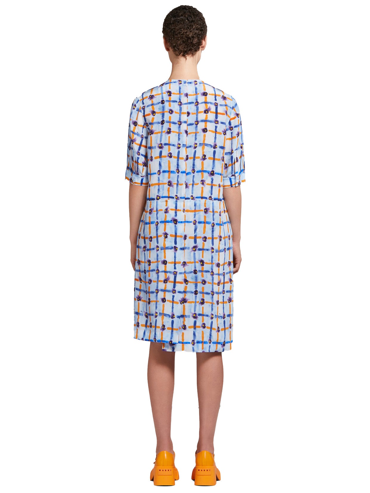 Crêpe de Chine Shift Dress with Saraband Print
