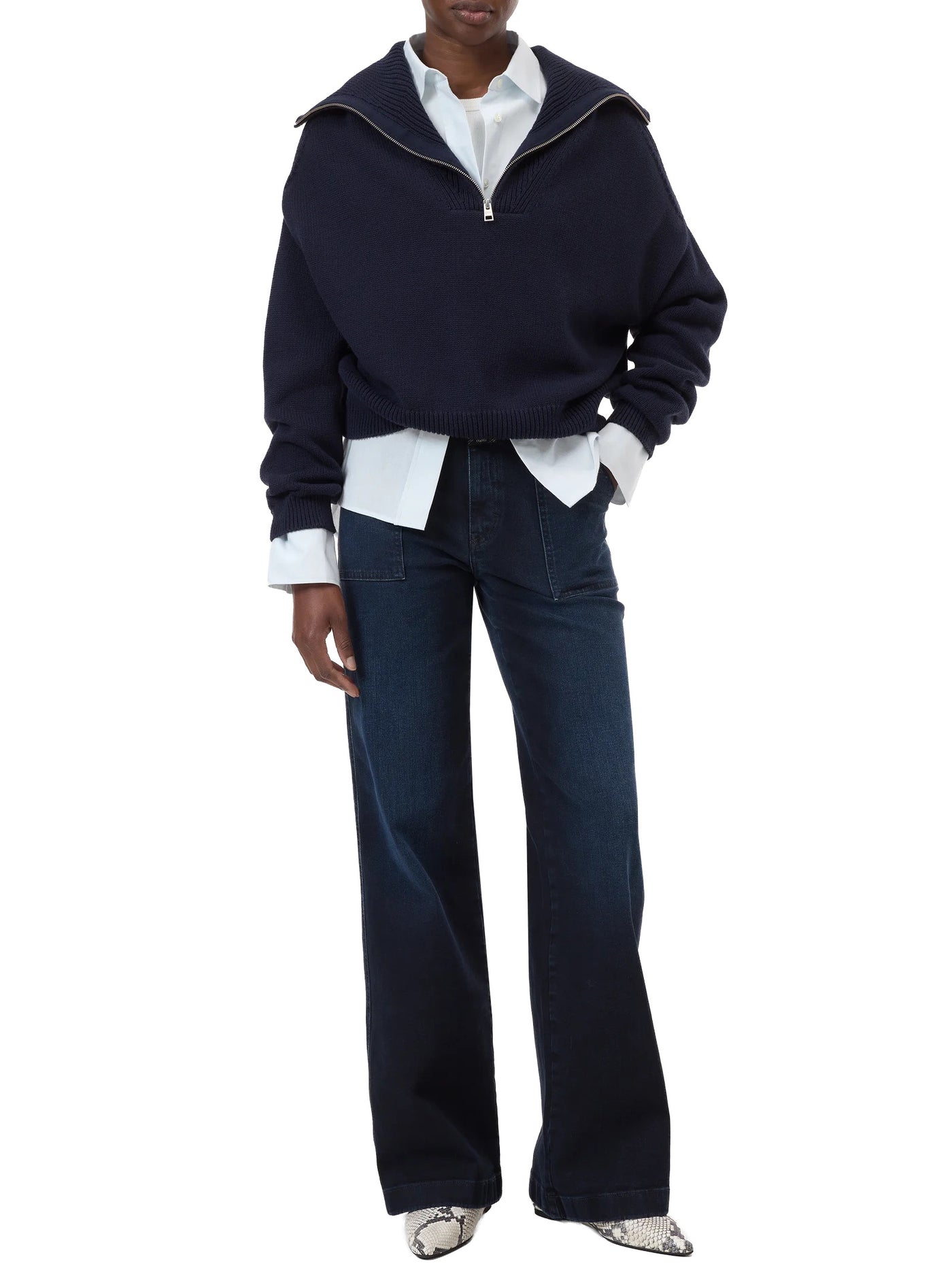 Flared Aria Jeans in Blue/Black