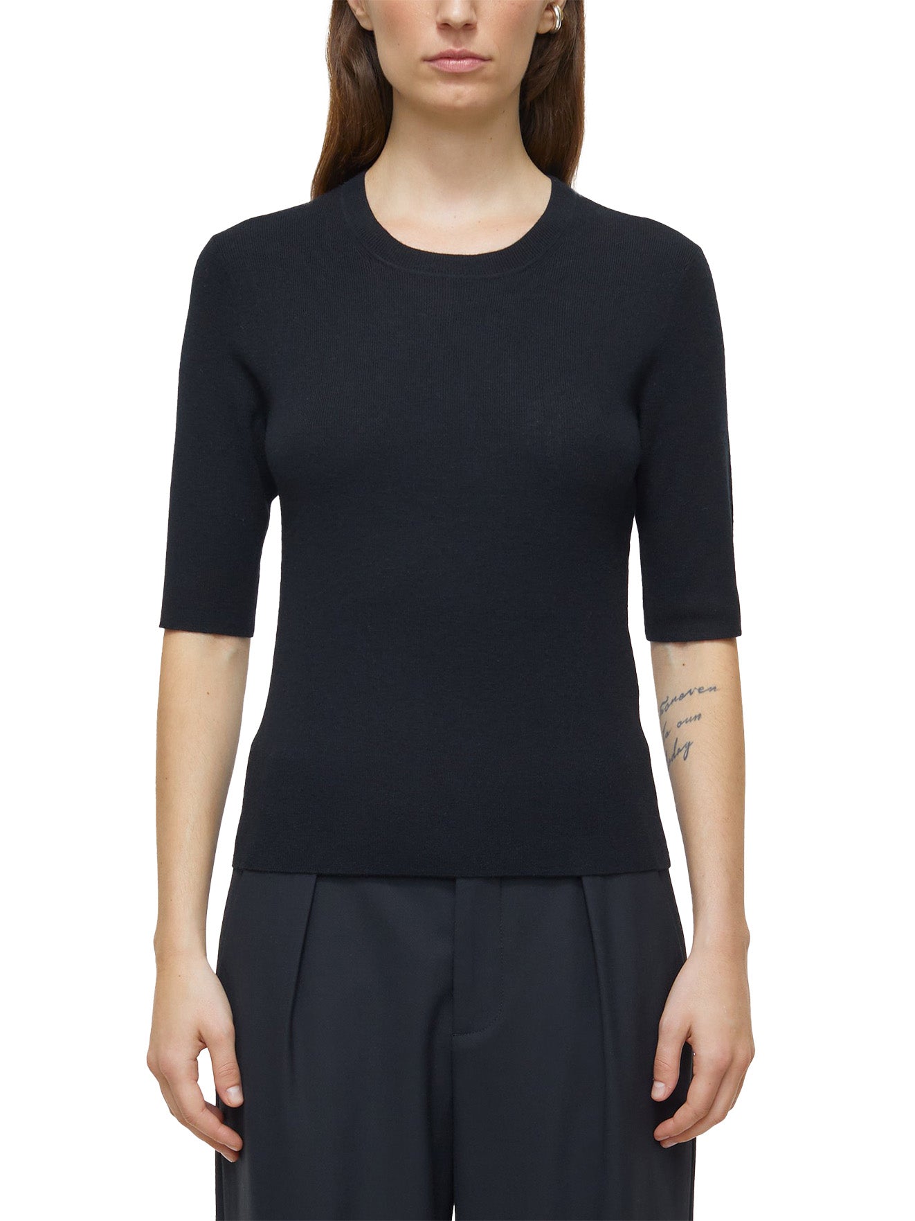 Cashmere Mix Top in Black