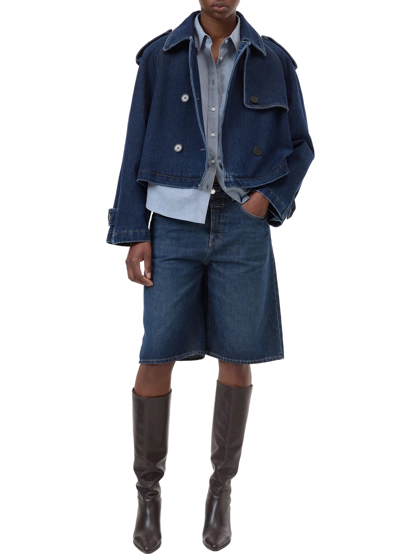 Cropped Trench in Dark Blue