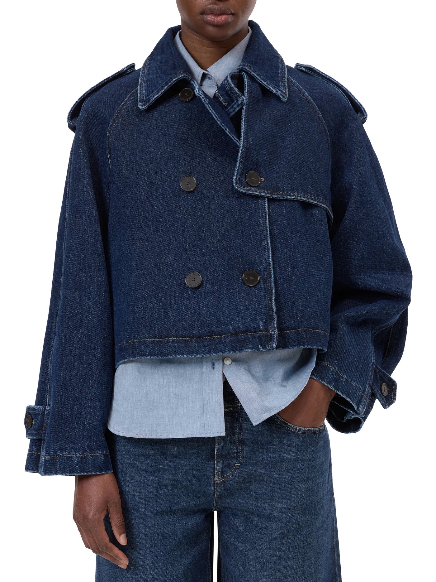 Cropped Trench in Dark Blue