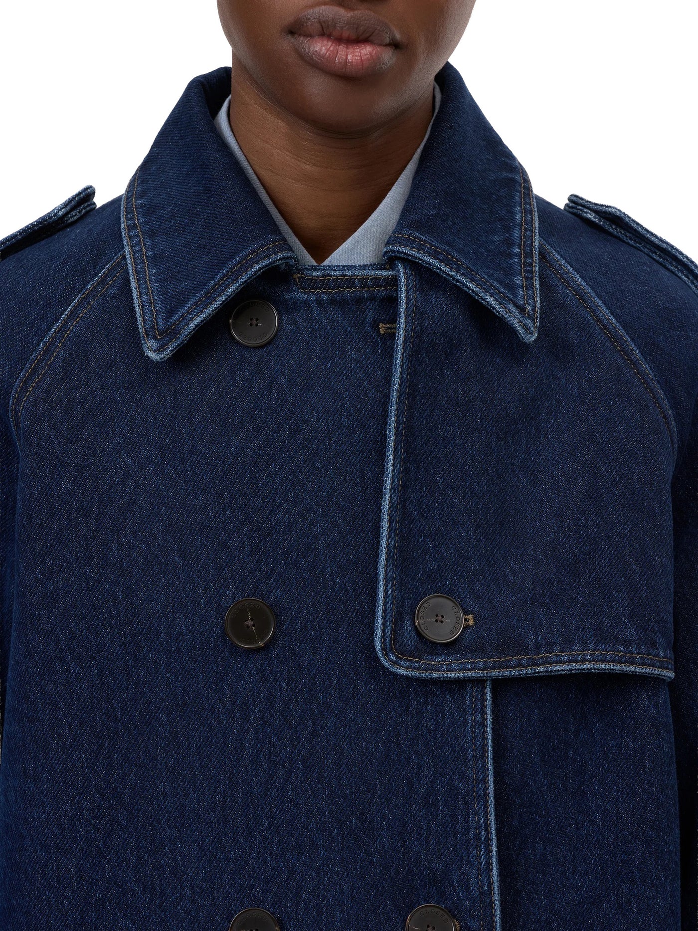 Cropped Trench in Dark Blue