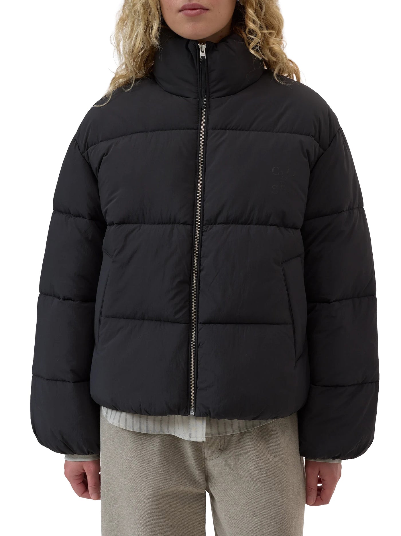 Cropped Puffer Jacket in Black