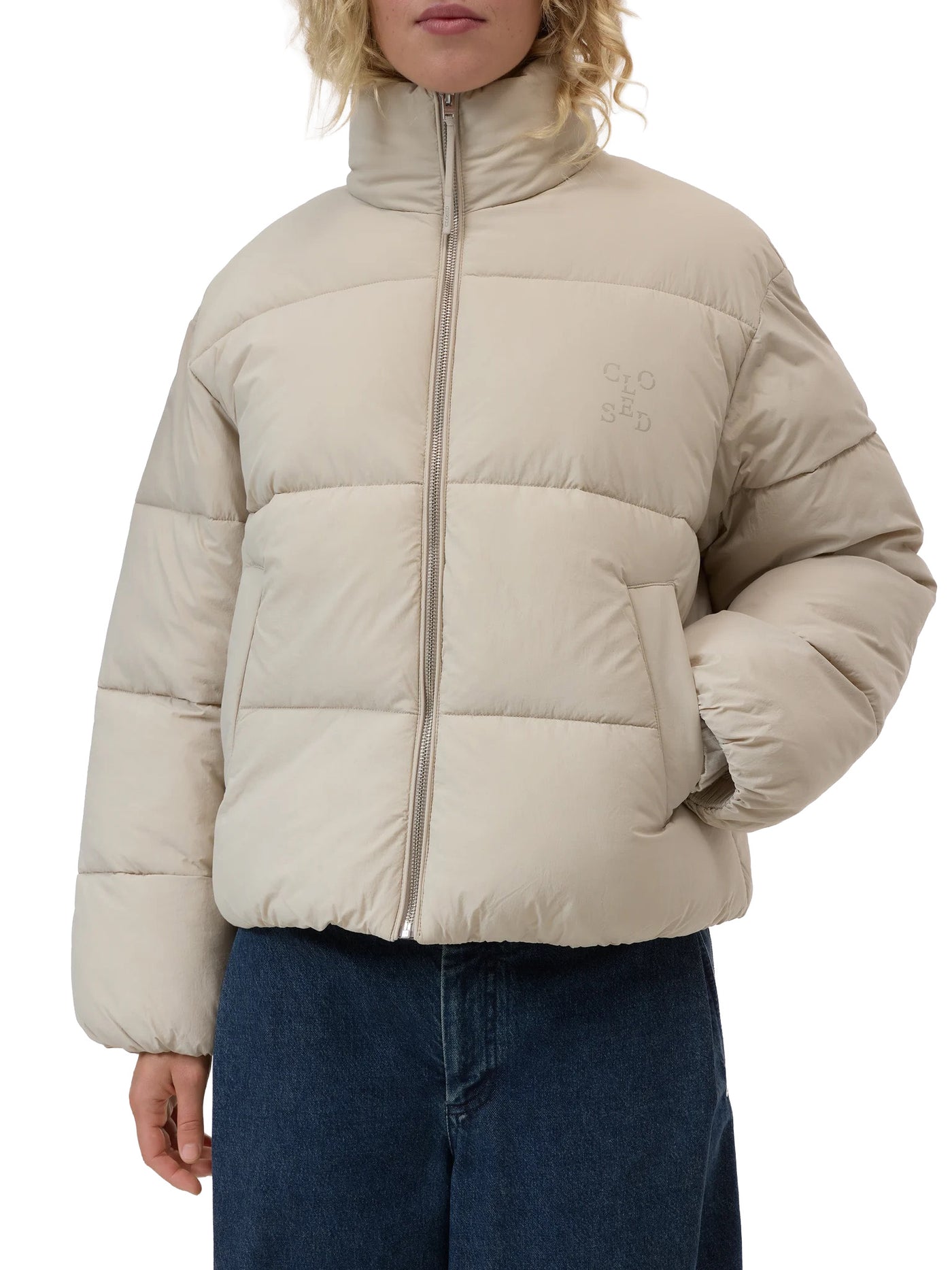 Cropped Puffer Jacket in Silt Grey