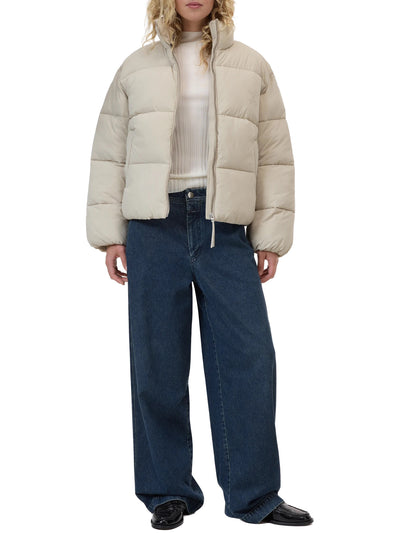 Cropped Puffer Jacket in Silt Grey