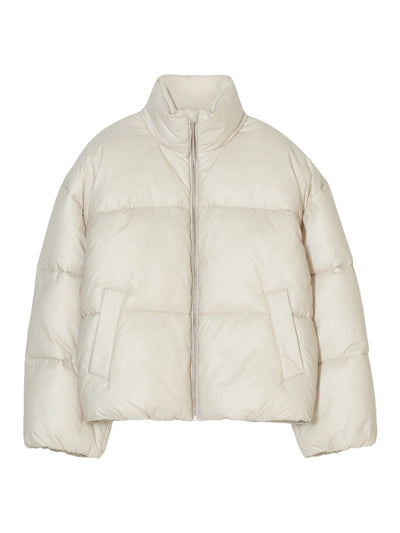 Cropped Puffer Jacket in Silt Grey