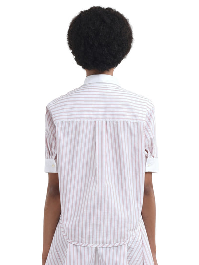 Red and White Striped Poplin Shirt