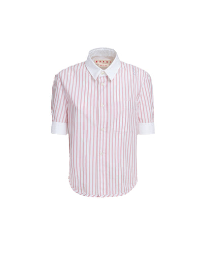 Red and White Striped Poplin Shirt