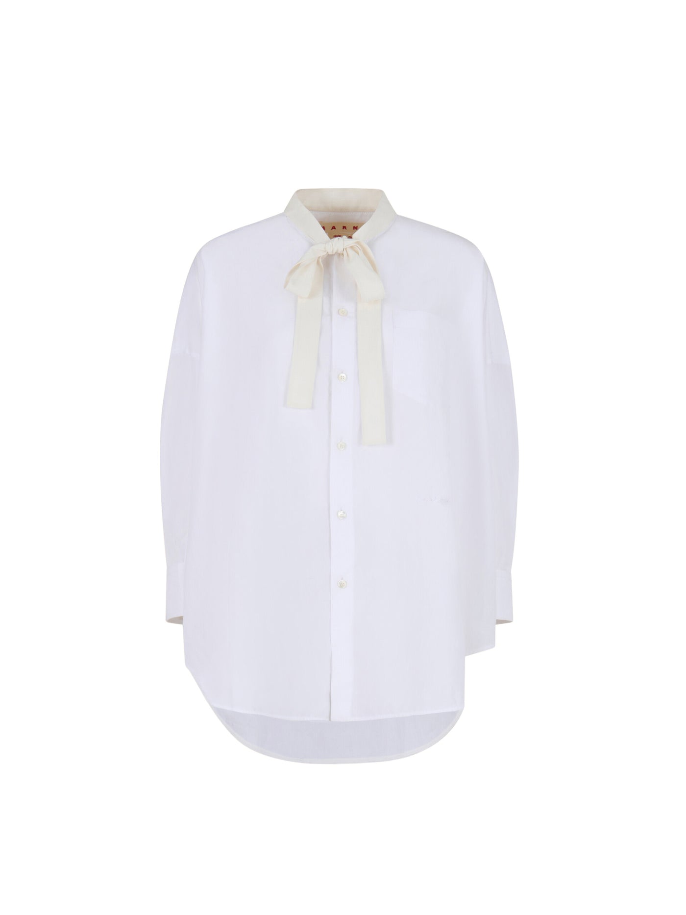 White Organic Poplin Shirt with Bow