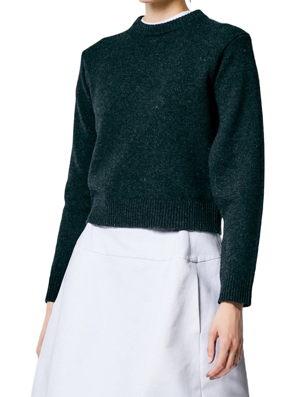 Soft Lambswool Shrunken Crewneck Pullover in Dark Heather Grey