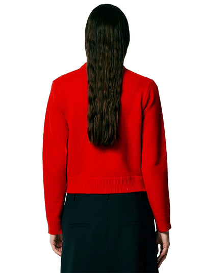 Soft Lambswool Shrunken Crewneck Pullover in Red