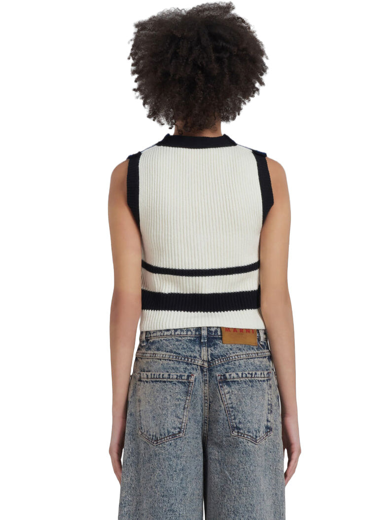 Blue Half-And-Half Sleeveless Jumper
