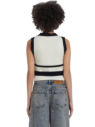 Blue Half-And-Half Sleeveless Jumper