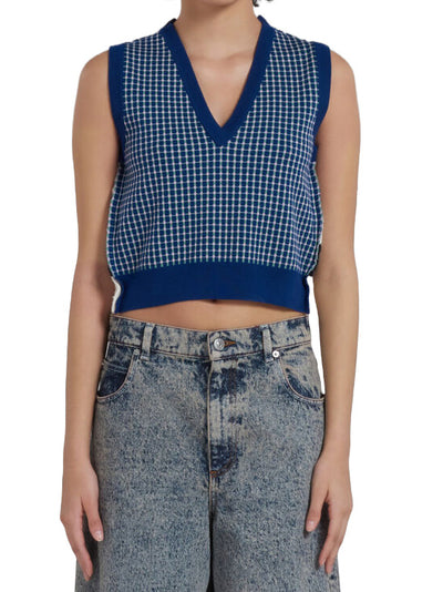 Blue Half-And-Half Sleeveless Jumper
