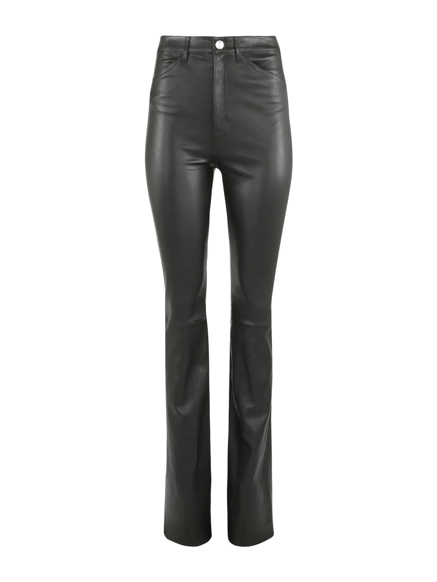 Black Leather 5 Pocket Micro Flare