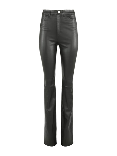 Black Leather 5 Pocket Micro Flare