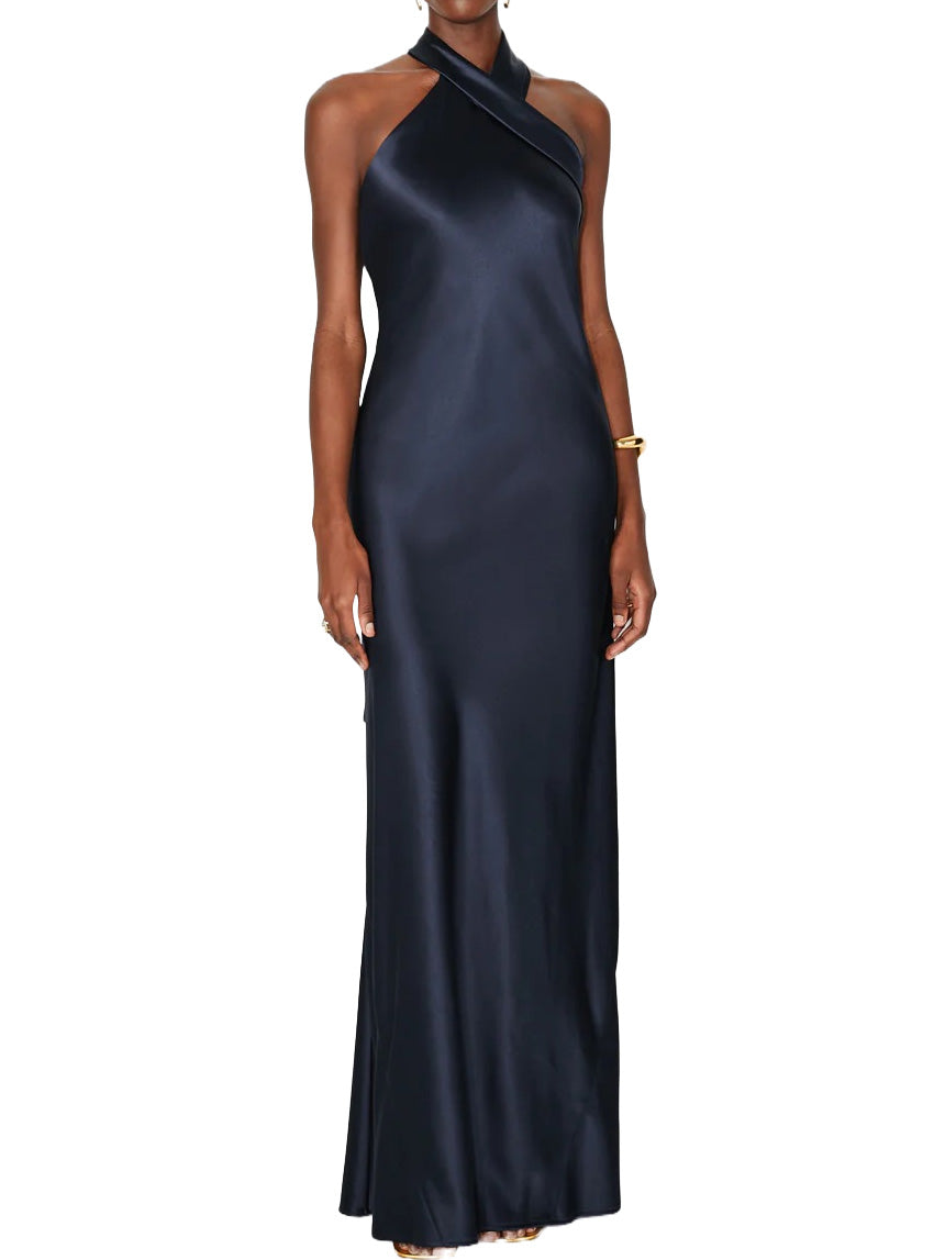 Satin Pandora Dress in Midnight
