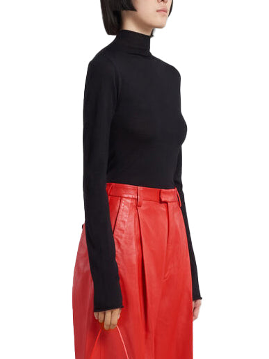 Black Fitted Jumper with Ribbed Turtle Neck