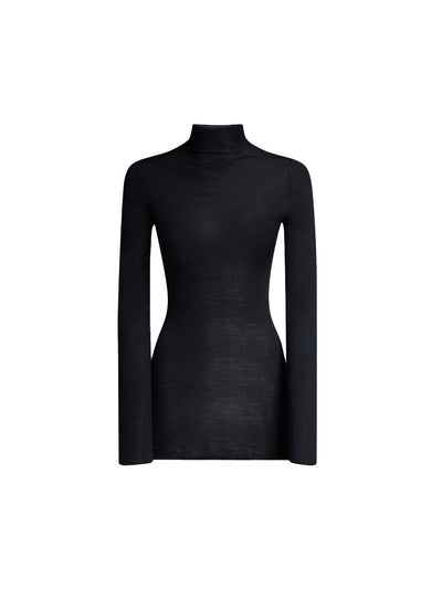 Black Fitted Jumper with Ribbed Turtle Neck