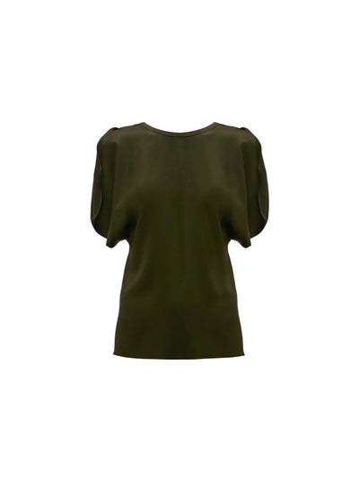 Draped Sleeve Top in Dark Olive