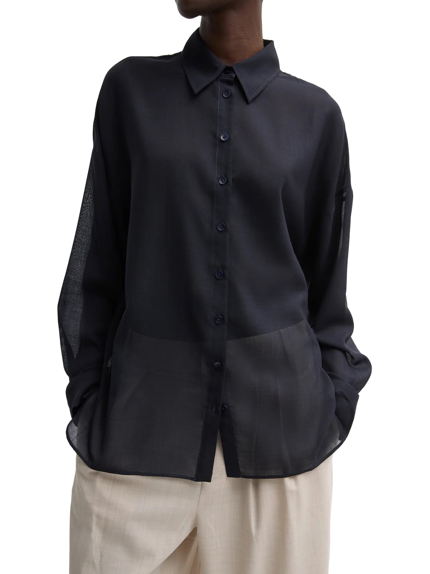 Sheer Wool Gauze Oversized Shirt
