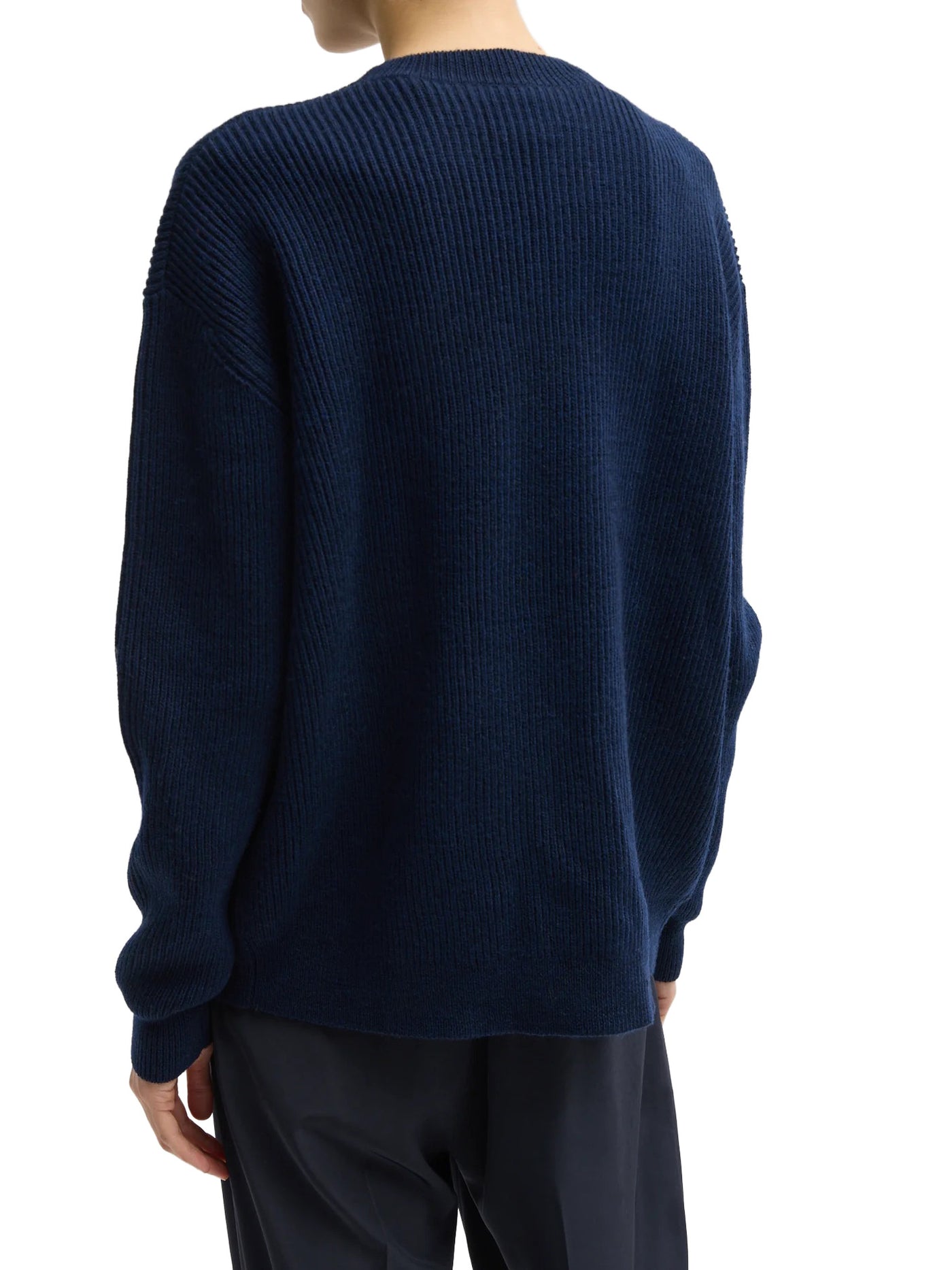 Cardigan Stitch Split Front Crewneck Easy Pullover