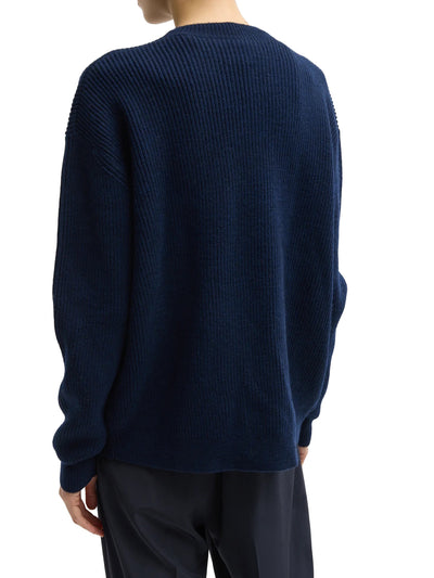 Cardigan Stitch Split Front Crewneck Easy Pullover