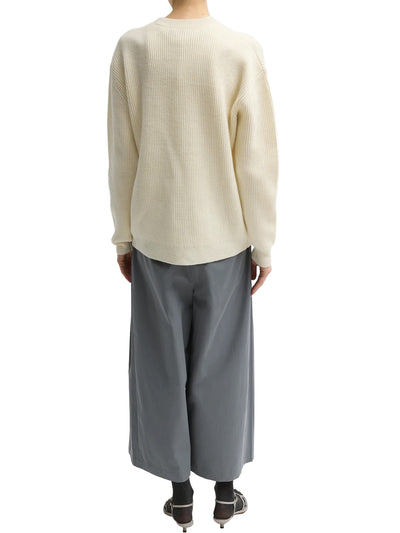Cardigan Stitch Split Front Crewneck Easy Pullover