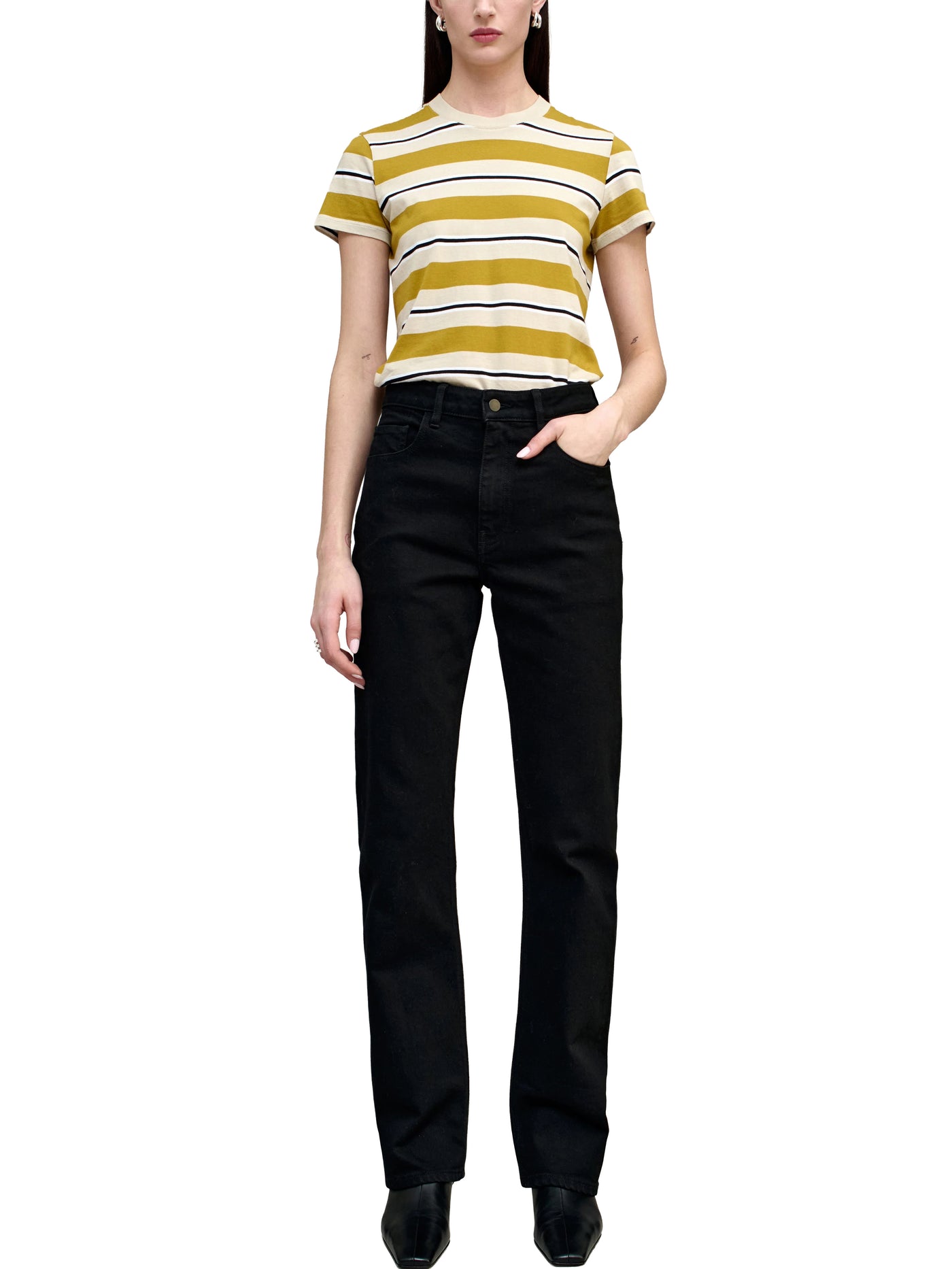 Kenzie T-Shirt in Goldenrod Stripe