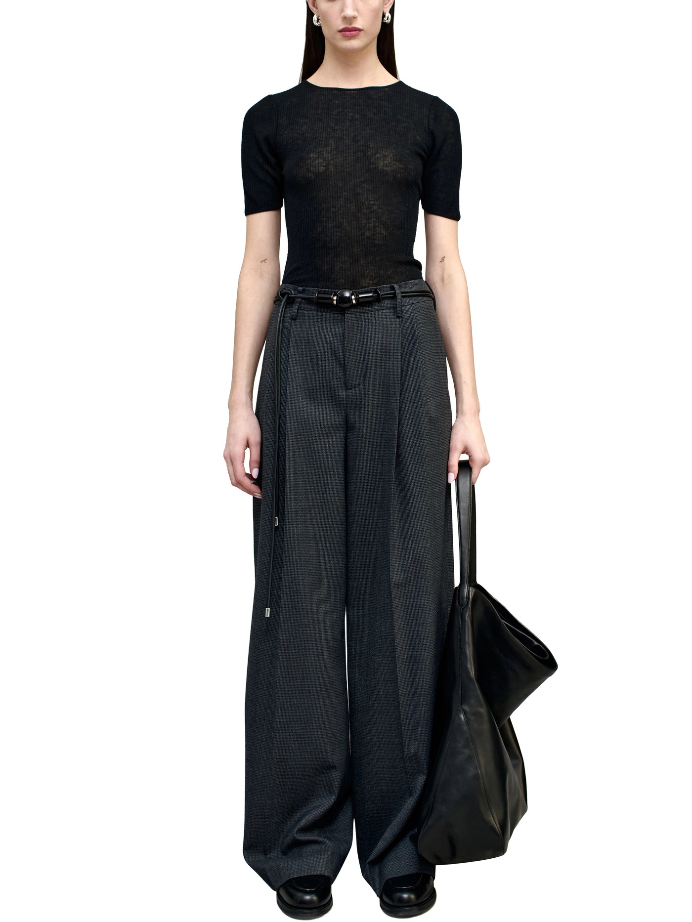 Roxana Low-Rise Trouser in Light Wool Suiting