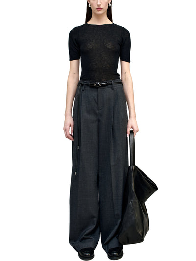 Roxana Low-Rise Trouser in Light Wool Suiting