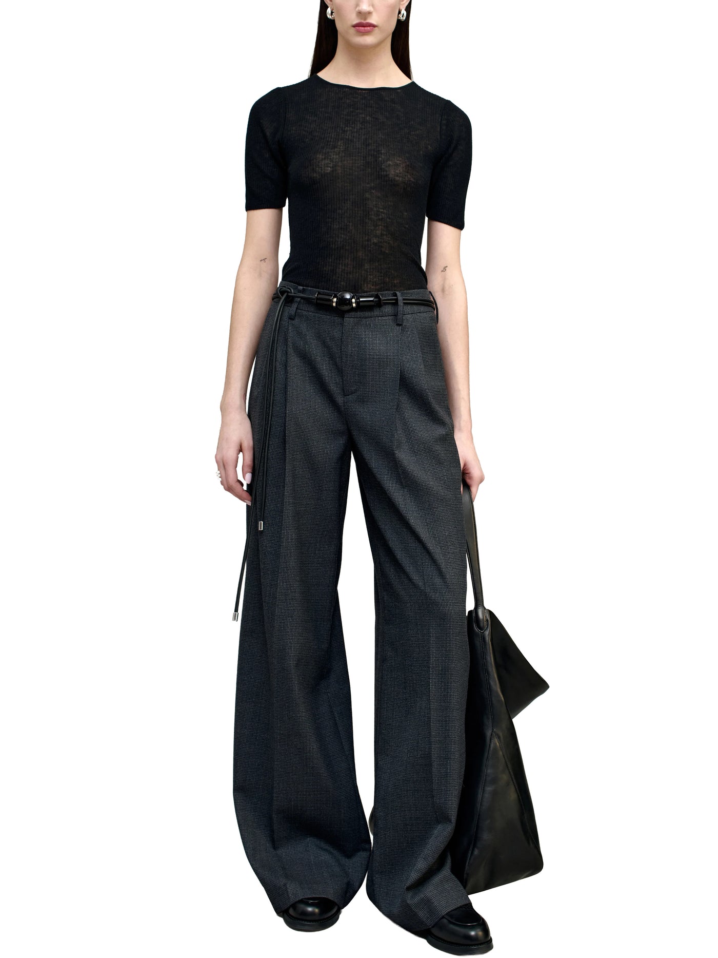 Roxana Low-Rise Trouser in Light Wool Suiting