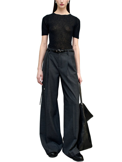 Roxana Low-Rise Trouser in Light Wool Suiting