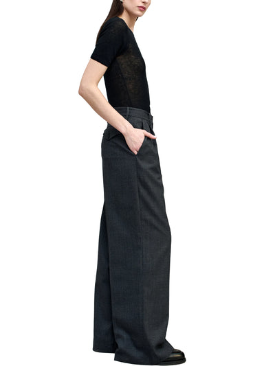 Roxana Low-Rise Trouser in Light Wool Suiting