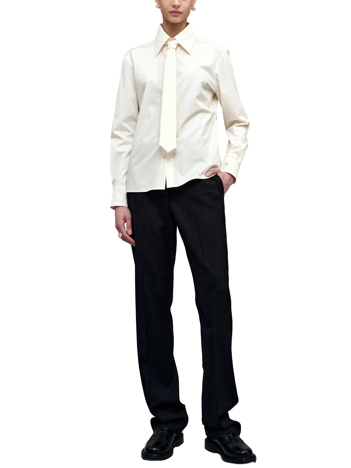 Billie Tie Blouse in Cotton Shirting