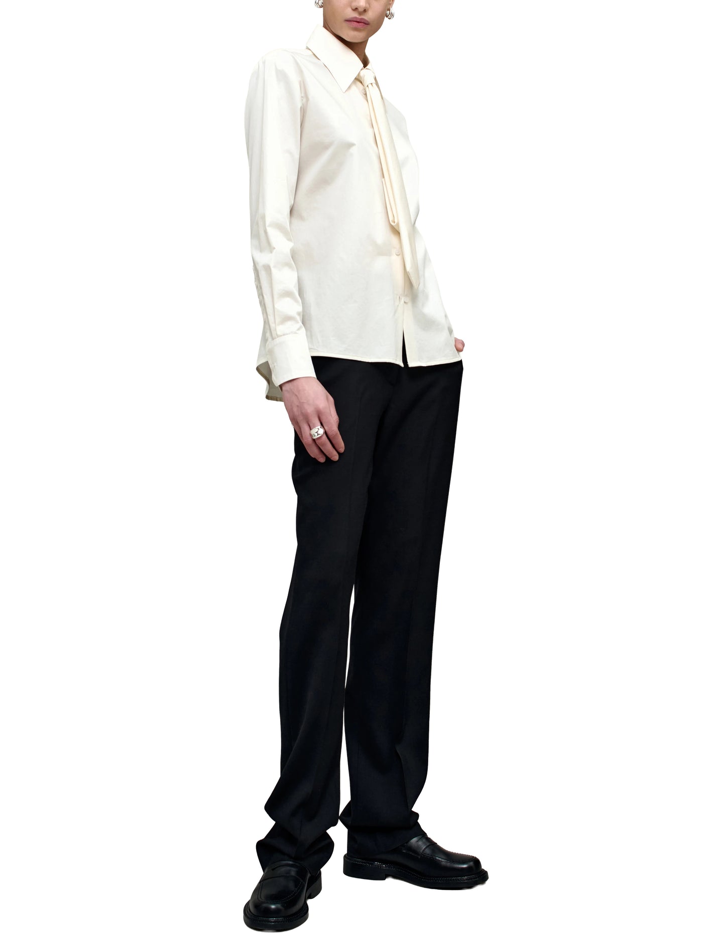 Billie Tie Blouse in Cotton Shirting