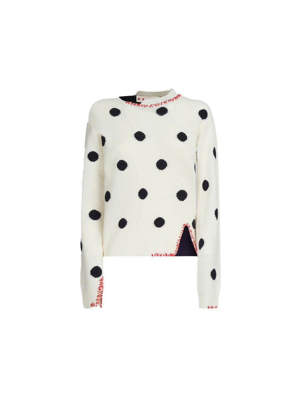 White Wool Jumper with Polka Dots