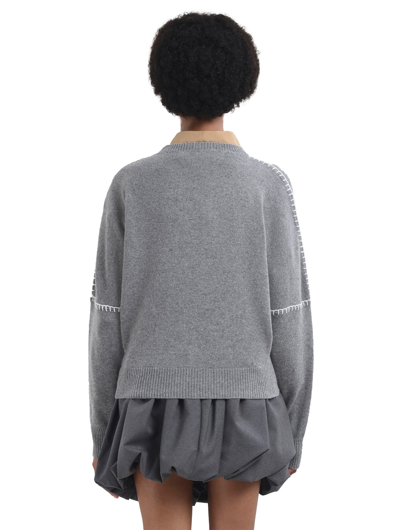 Grey Wool and Cashmere Crew Neck Jumper