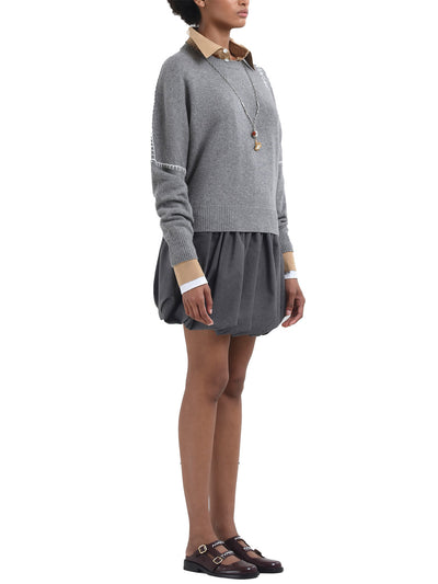 Grey Wool and Cashmere Crew Neck Jumper