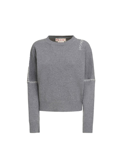 Grey Wool and Cashmere Crew Neck Jumper