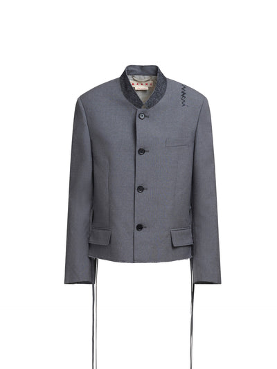 Grey Jacket with Mandarin Collar