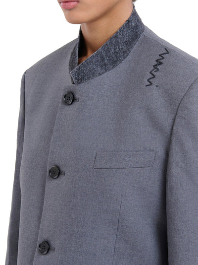 Grey Jacket with Mandarin Collar