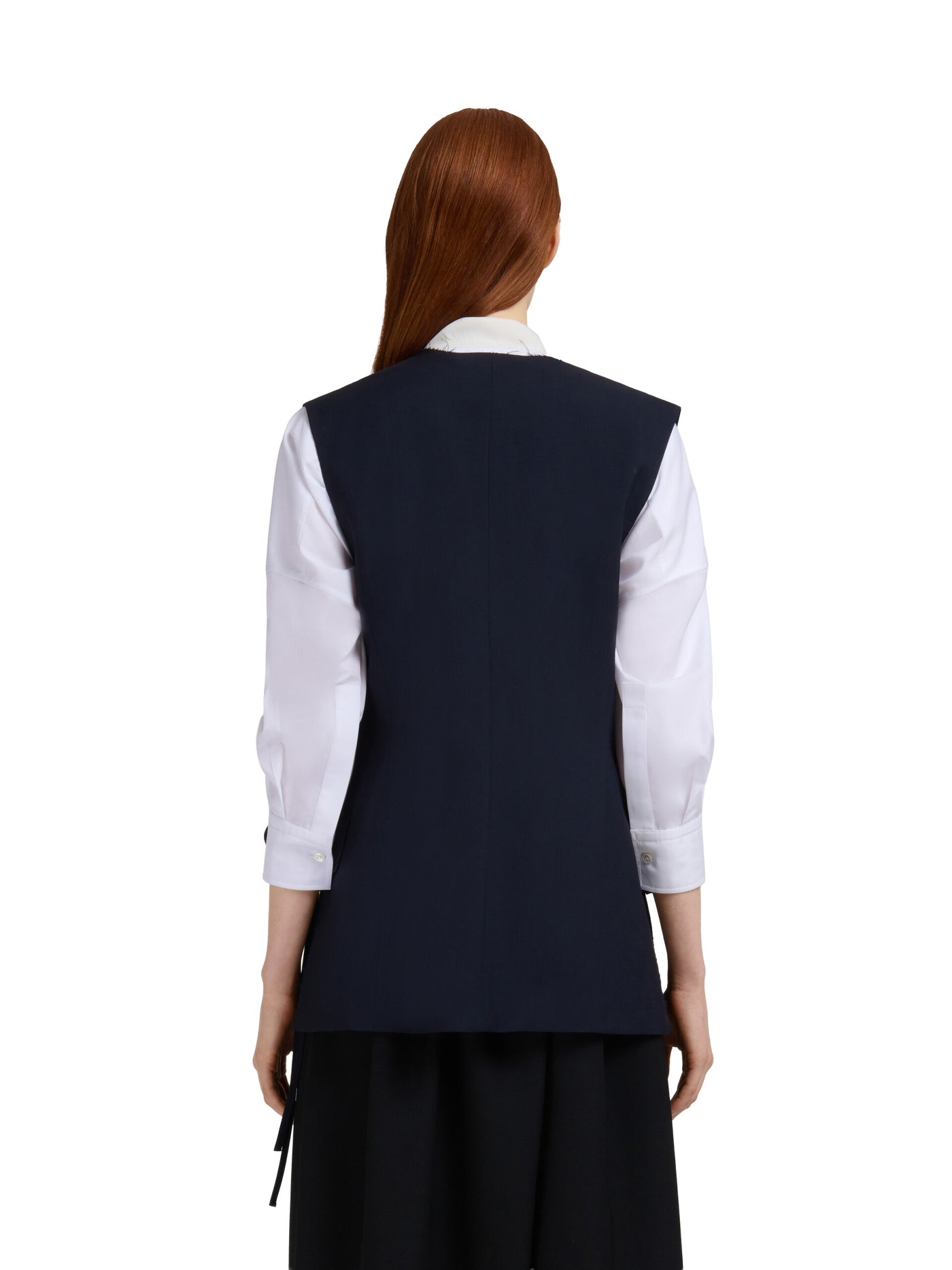 Deep Blue Wool Waistcoat with Side Slits
