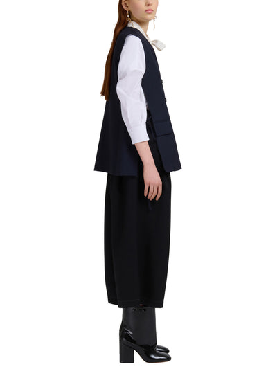 Deep Blue Wool Waistcoat with Side Slits