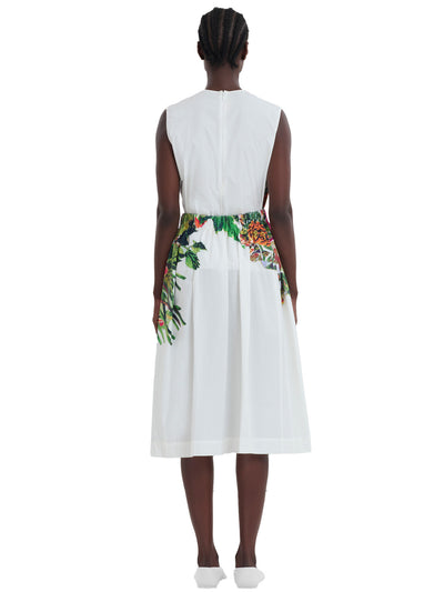 White Poplin Skirt With Mystical Bloom Print