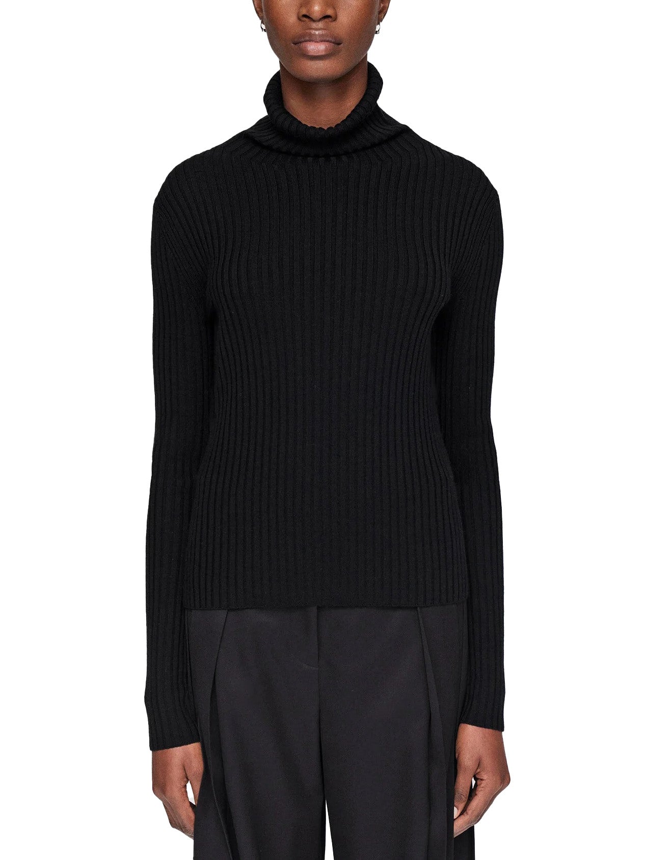 Merino Silk Rib High Neck Jumper