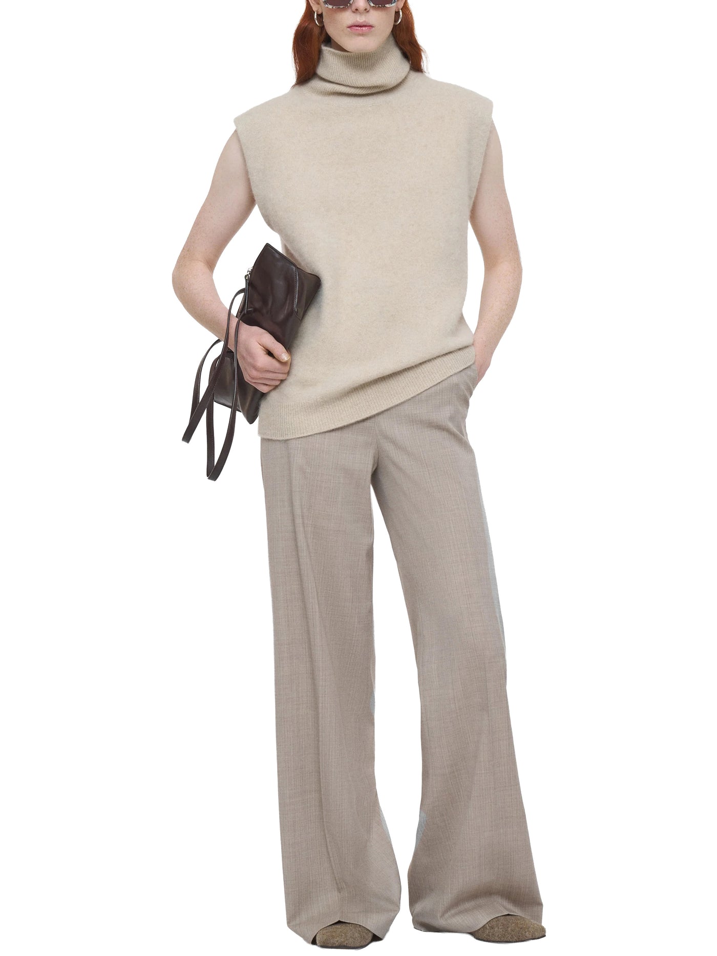 Brushed Cashmere Vest in Affogato