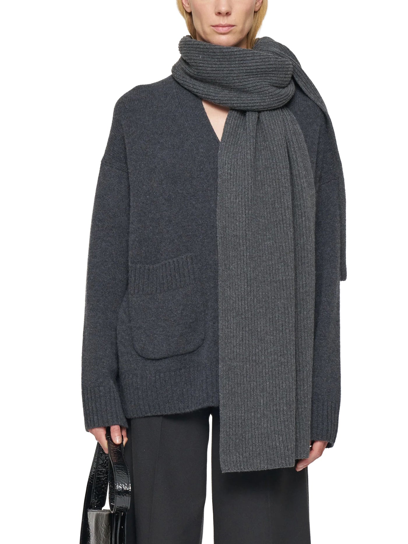 Light Cardigan Stitch Scarf in Smoke