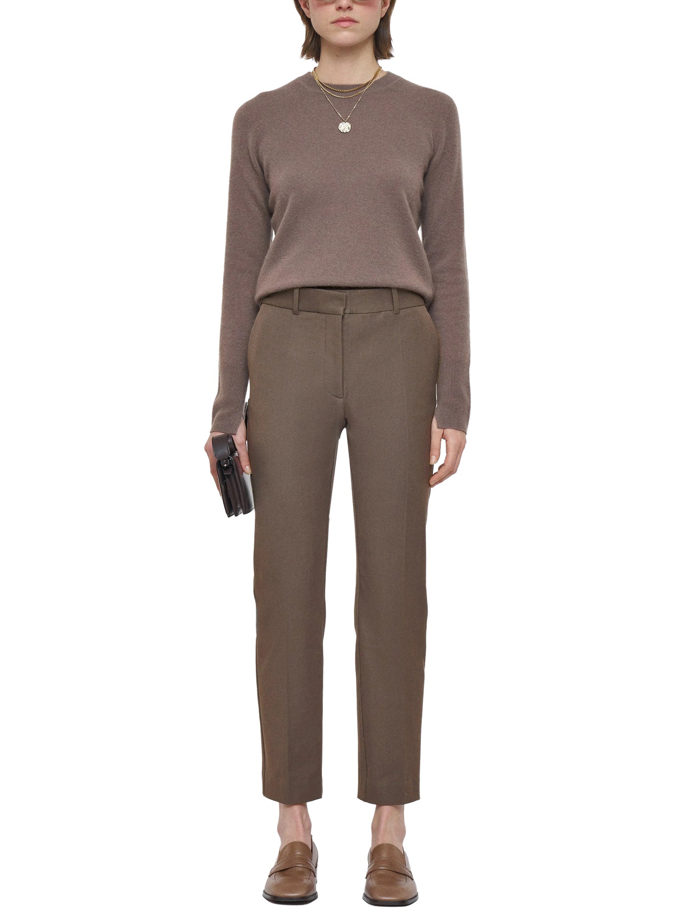 Coleman Gabardine Stretch Trousers in Mushroom