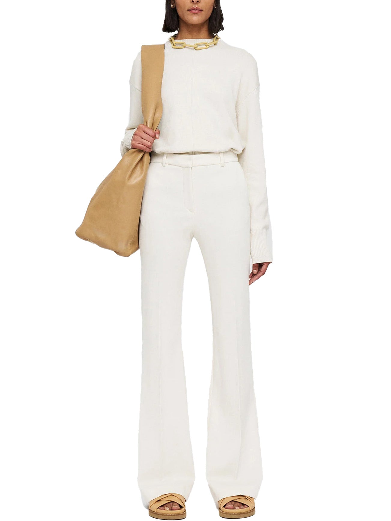 Ottoman Jersey Tafira Trousers in Oyster White
